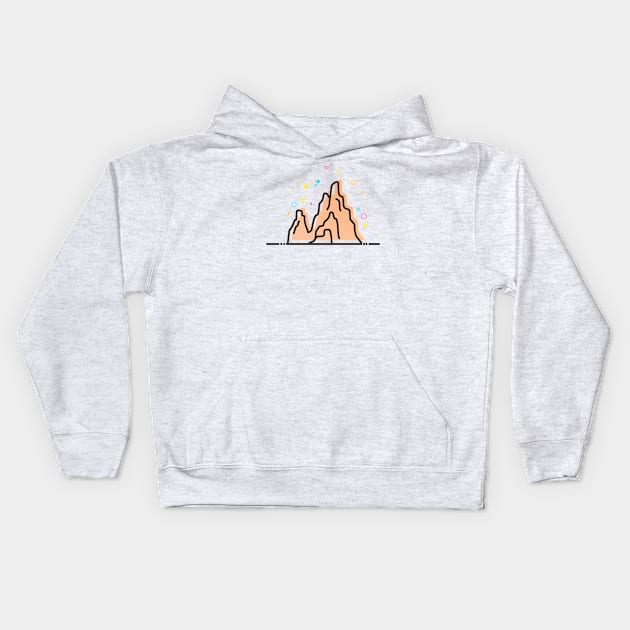 Big Thunder Mountain Theme Park Ride Vector Artwork Kids Hoodie by CoconuTacha